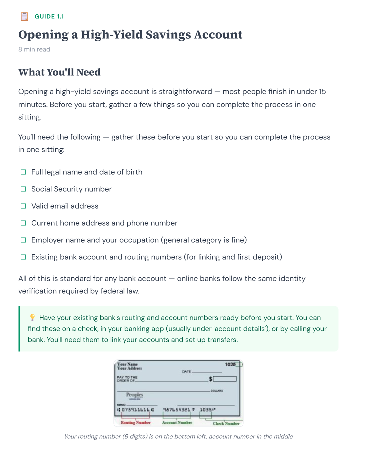 Step-by-step guide screen for opening a high-yield savings account